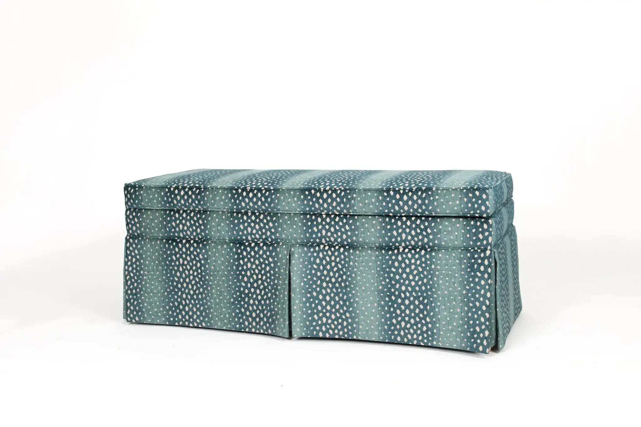 Skirted Storage Bench after upholstery work